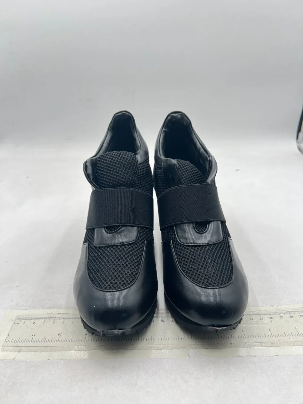 Black Women's Beathable Mesh Sneaker Pull On Stiletto High Heels Stylish Pumps_2